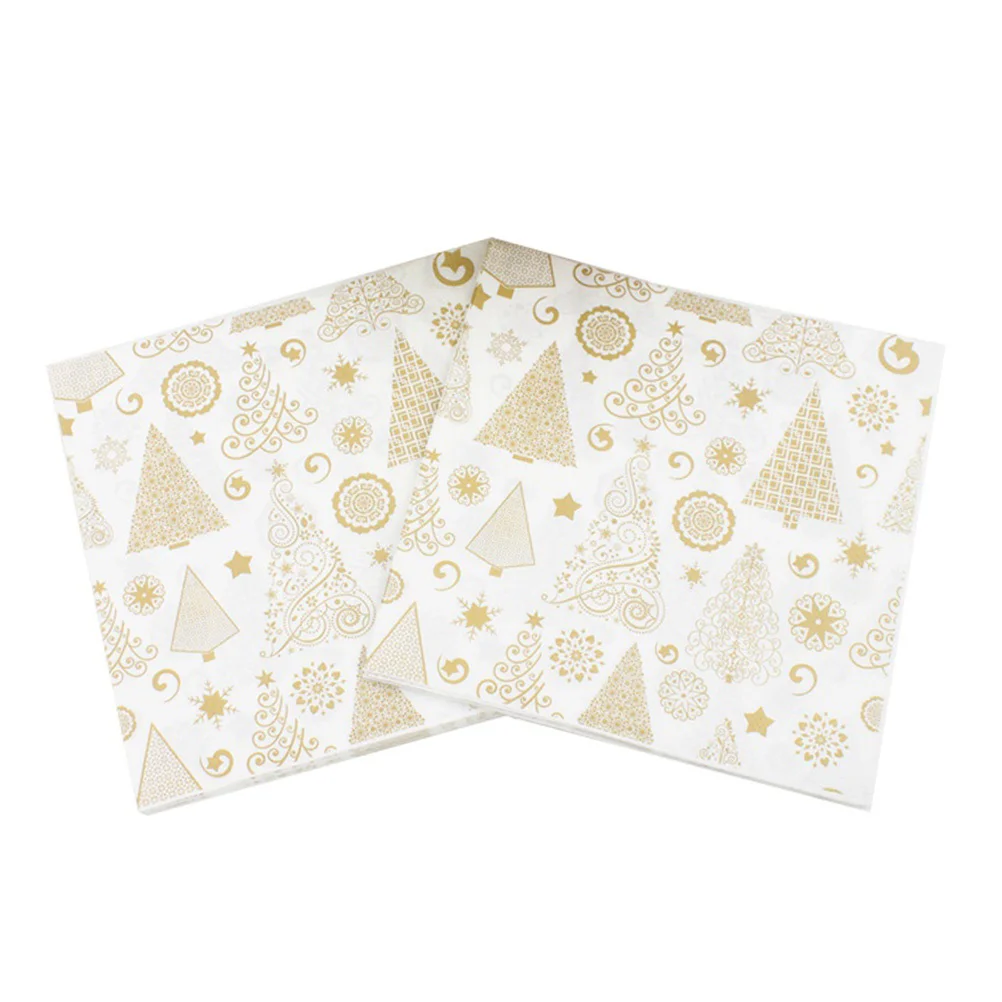 Christmas Paper Napkins Tissue Printed Xmas Tree Decorations Cocktail Party 20 PCS Tissue Paper Decoration