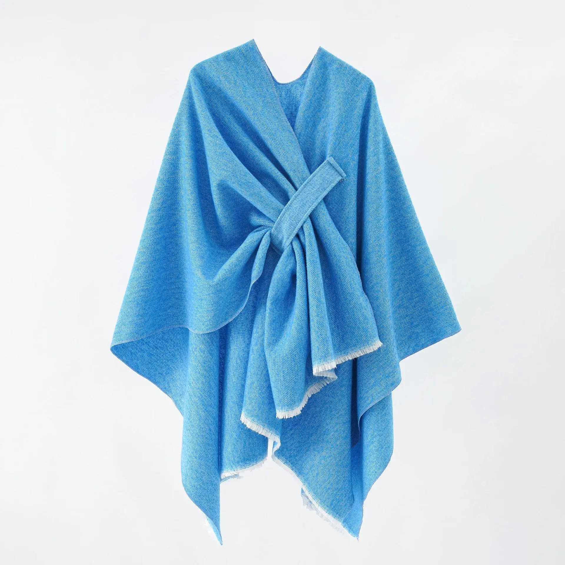 

Autumn/Winter Women's Solid Color Imitation Cashmere Split Cape Warm Coat