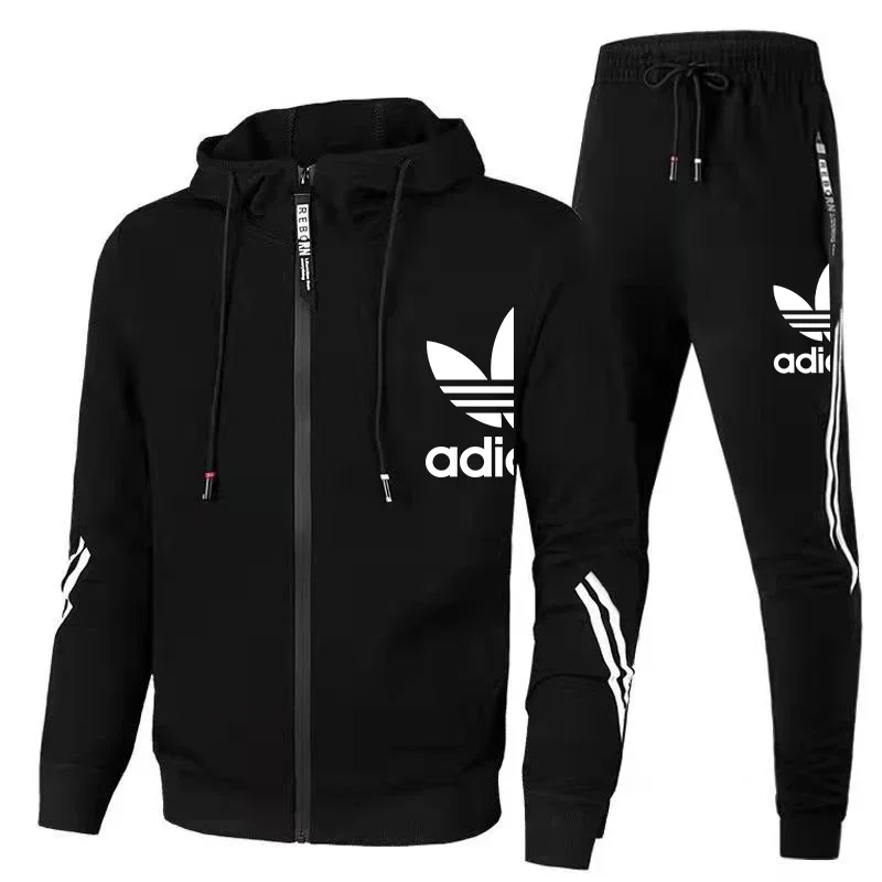 

Men's Winter Sports Suit Slim Fit Brand Sportswear Cardigan Long Sleeve High Quality Running 2 Piece Set Jacket+Sweatpants