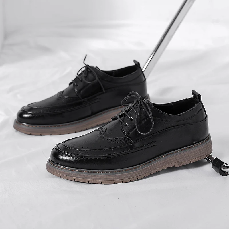 Autumn Winter New Men's Thick Sole Shoes Versatile Casual Shoes Office Business Shoe Suit Shoes Men's Genuine Leather Shoes