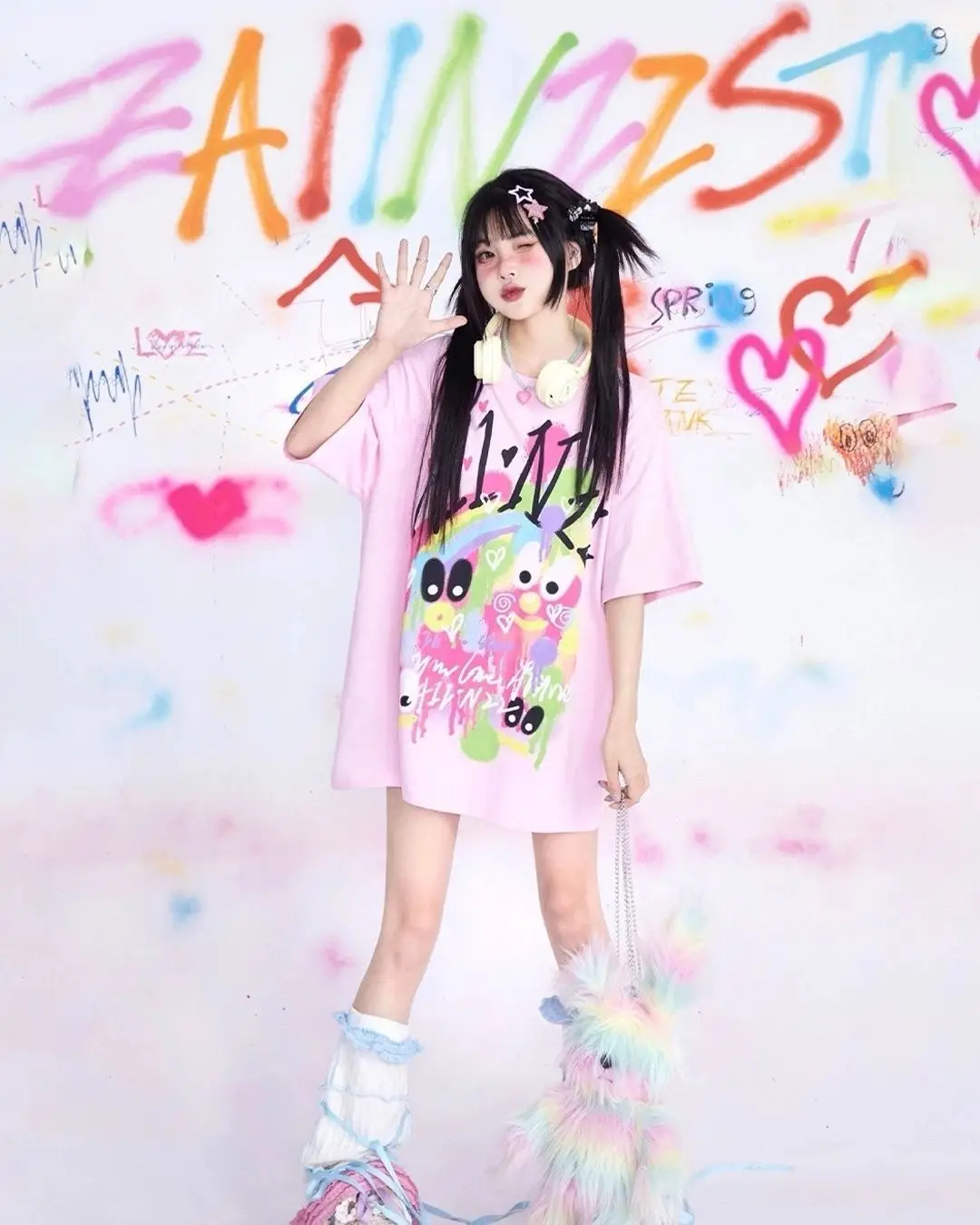 kyo. ちびぬい用 2025ツアT風トップス 2枚 Girls Shirt 2025 Spring New Korean Fashion Solid Color