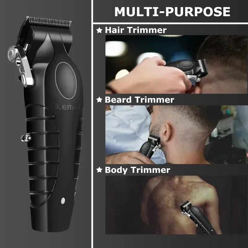 KEMEI 2296 Professional Hair Clippers for Men Cord/Cordless Hair Cutting Kits Hair & Beard Trimmer T Blade Barber Clippers 6