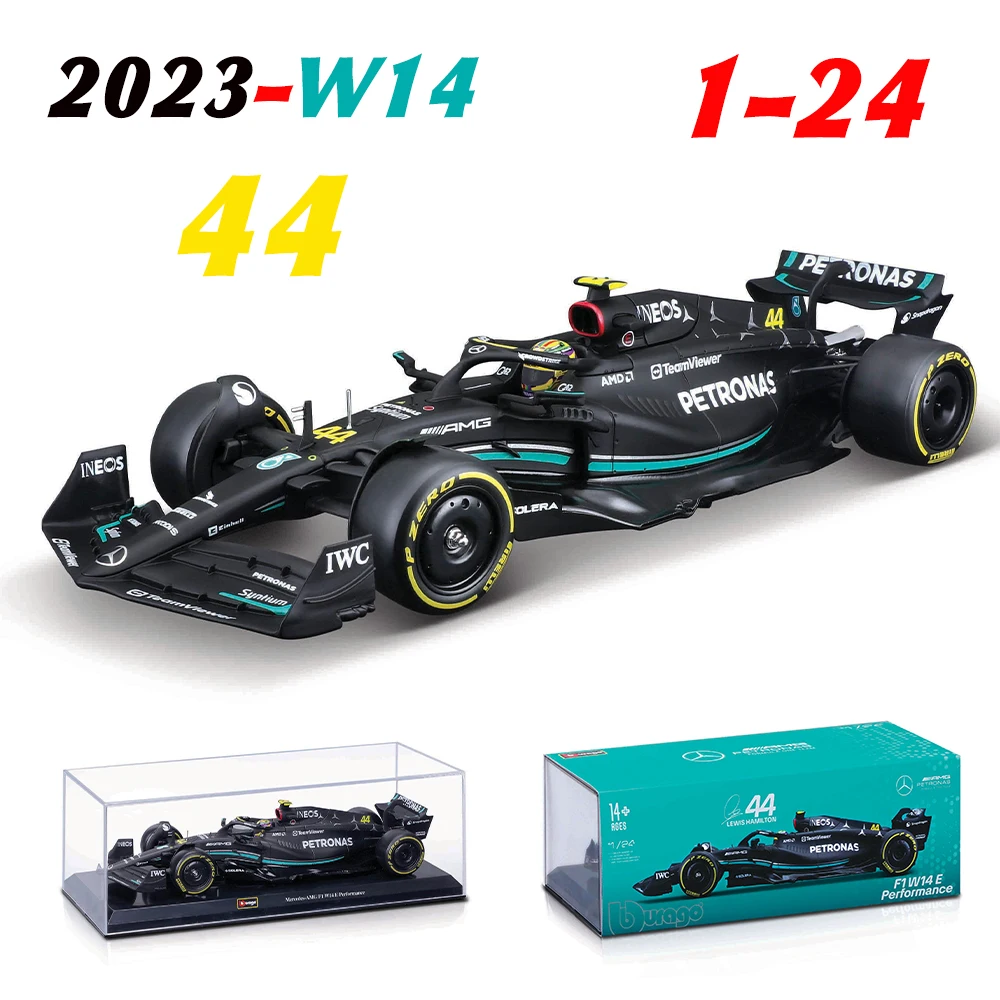 

Bburago 1:24 NEW 2023 Mercedes-AMG Team W14 44# Hamilton 63# Russell Formula One Alloy Super Toy Die cast car model