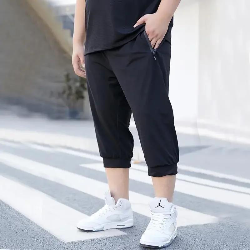 50-150KG Large size three quarters for men loose sports pants casual 3/4 shorts 4