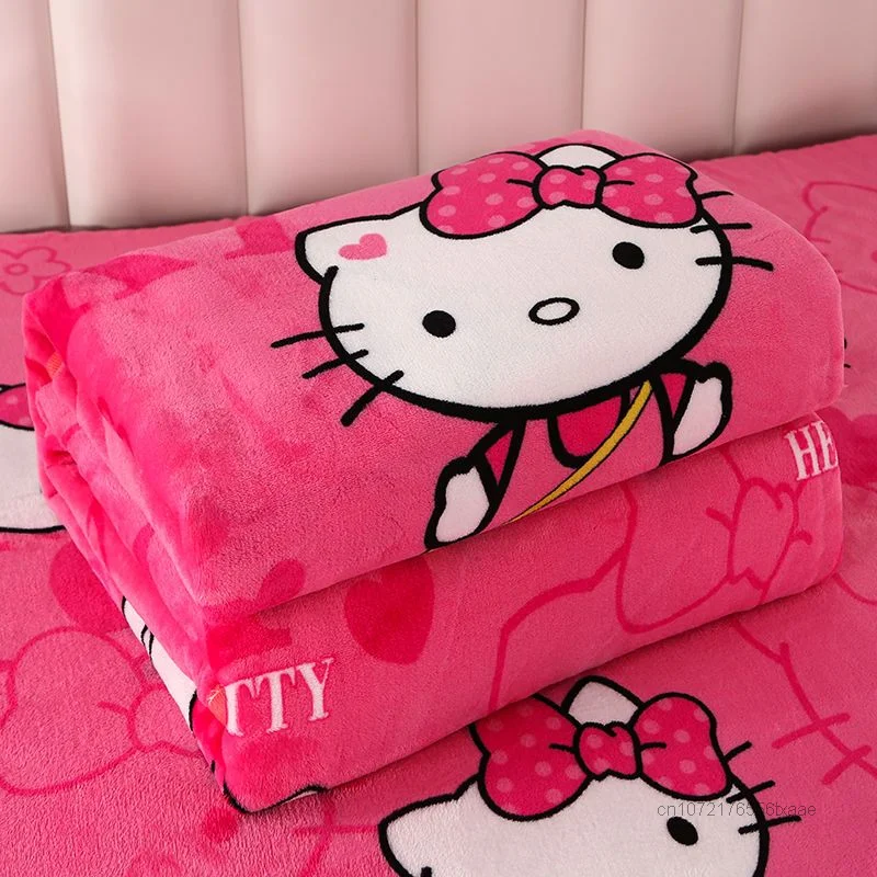 Sanrio Hello Kitty coperta di peluche lenzuolo per bambini coperte morbide  per adulti Cartoon Aircondition coperta per pisolino trapunta soffice