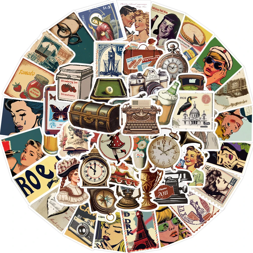 

10/30/50pcs American Pop Art Vintage Stickers Retro Decals Laptop Phone Car Motorcycle Album Guitar Waterproof Sticker Kids Toy