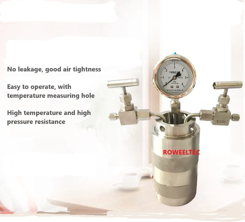 New 25ml - 200ml Hydrothermal synthesis Autoclave Reactor vessel  with inlet & outlet  gauge 6Mpa 240 Degree hydrothermal synthesis reactor tetrafluoroethylene lining laboratory high less crystallization solubilization