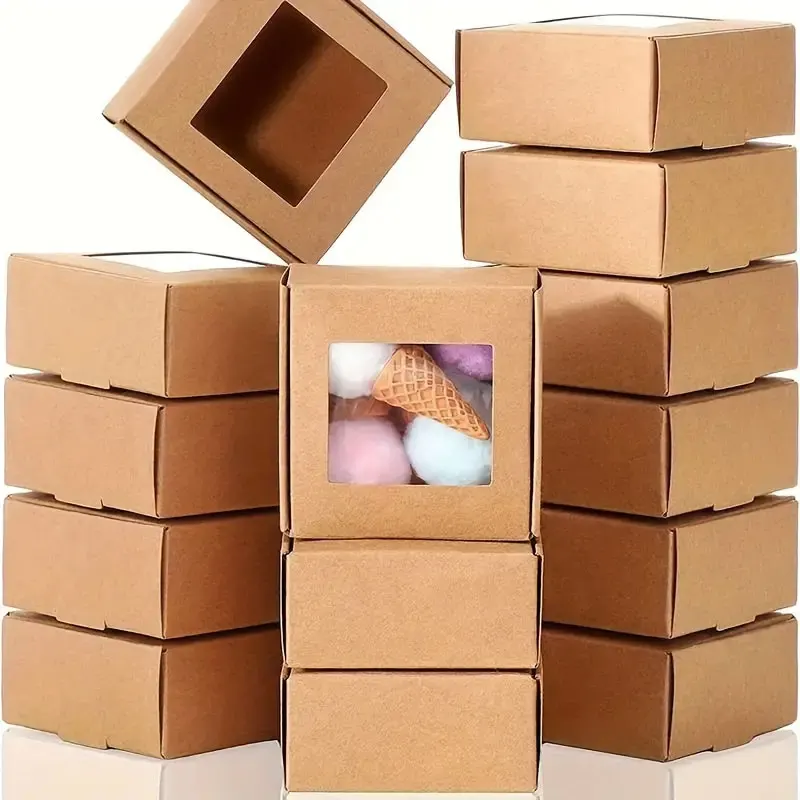10/30/50pcs Mini Kraft Paper Soap Gift Boxes with Clear Window, Small Packaging Case fo... - SKU KGSB0930 - UGI Packaging