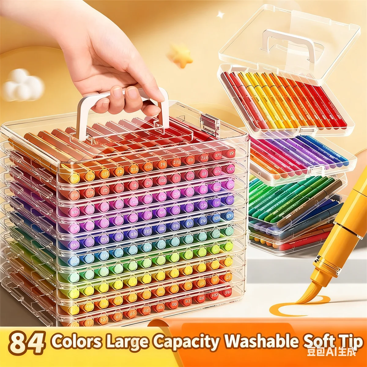 Acrylic Paint Markers Set 12/24/48/60/84Color with Portable Case Liquid Ink Art for Art and DIY Craft