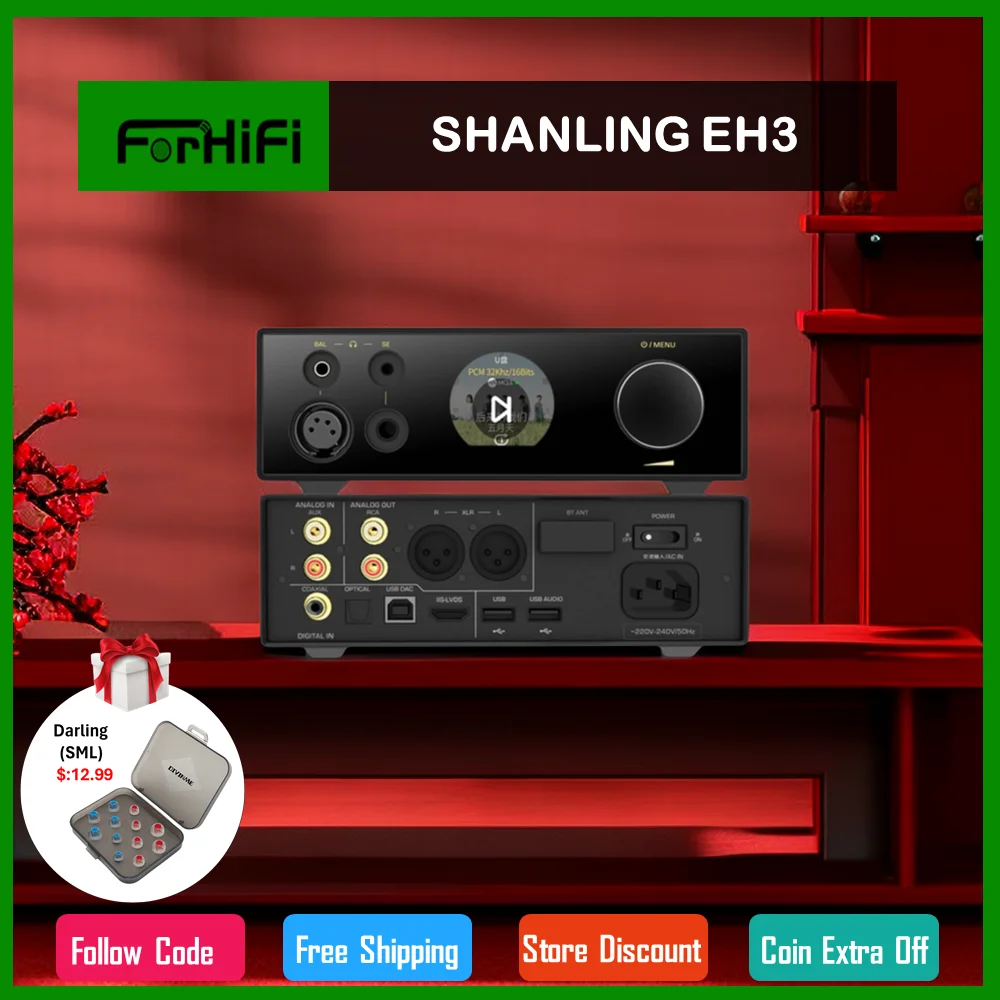 

SHANLING EH3 Desktop DAC AMP HiFi Pre-decoder Balance Decoding Amplifier All-in-one Streamer ES9039SPRO 4* DAC Hi-Res Audio