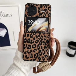 Leopard Print Clear Hard PC Luxury Shockproof Phone Case for Samsung Galaxy Z Flip 5 (With bracelet)