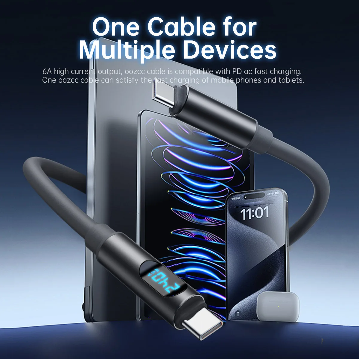 รูปสินค้า สายชาร์จ Type-C 240W สำหรับ iPhone Samsung และอุปกรณ์อื่นๆ