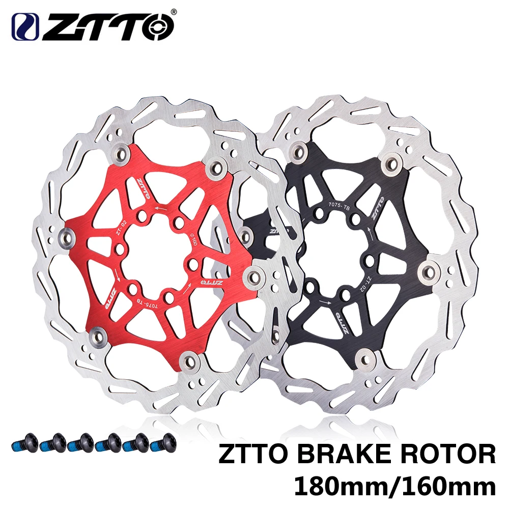 ZTTO MTB Disc Brake Rotor 180mm 160mm Floating Rotor, Stainless Steel 6 Bolt Rotor for Mountain Road Bike CX DH Hydraulic Brake