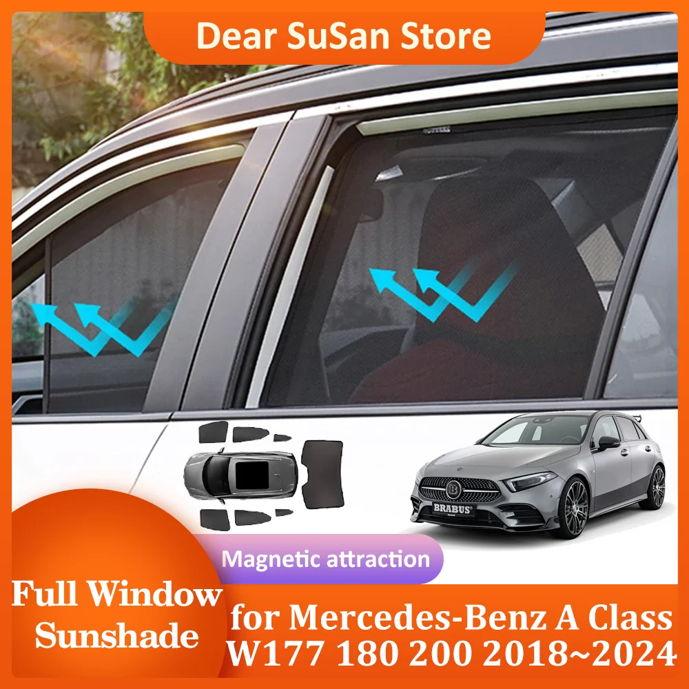 

Автомобильный Магнитный солнцезащитный козырек для Mercedes-Benz A Class W177 180 200 2018 ~ 2024, 2019 2020 2021 2022 2023 рамка на лобовое стекло, занавеска, аксессуары