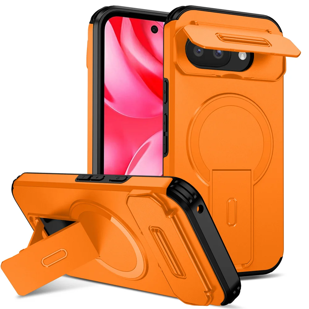 Slide Camera Protection Fold Stand Magnetic Shockproof Case - Hard Back Cover
