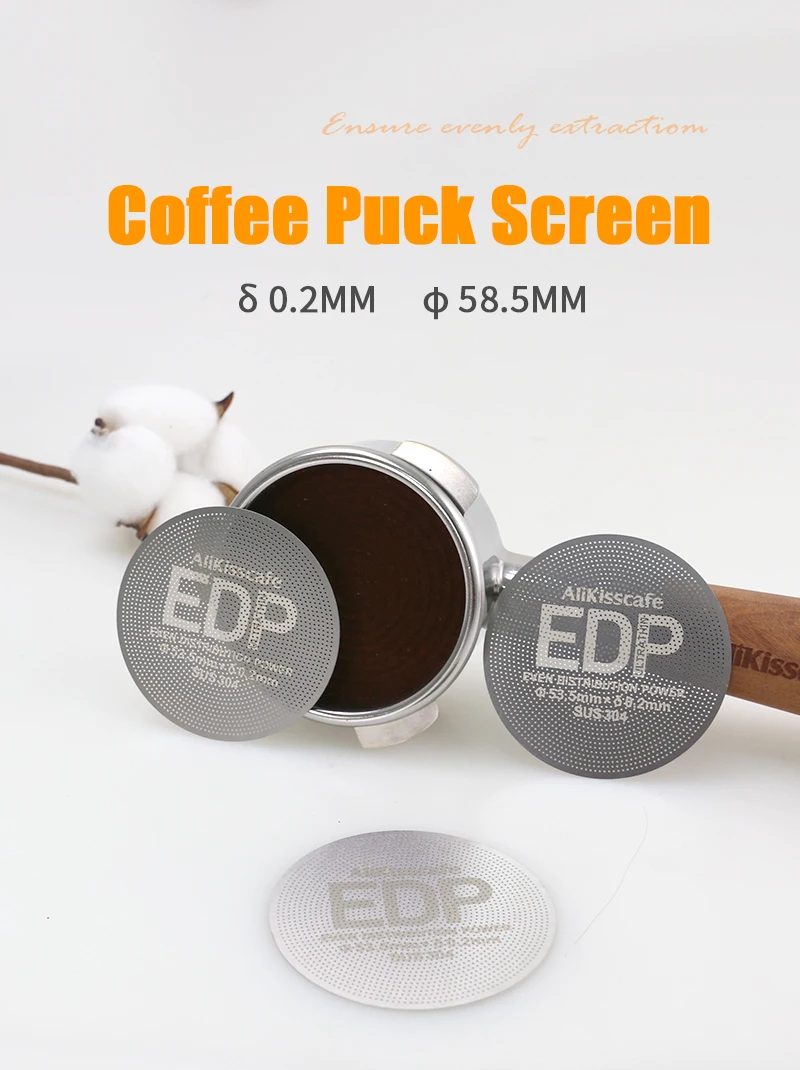 Espresso Puck Sieb 51mm 53,5mm 58,5mm wieder verwendbarer Doppelschicht-Metall filter 0,2mm Dicke für Sieb träger Barista Zubehör – Detail 1