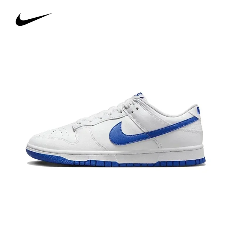 Nike Dunk Low 'Hyper Royal Men Anti-Shock Skateboard Resistant Waste Blue White Sneakers Dv0831-104