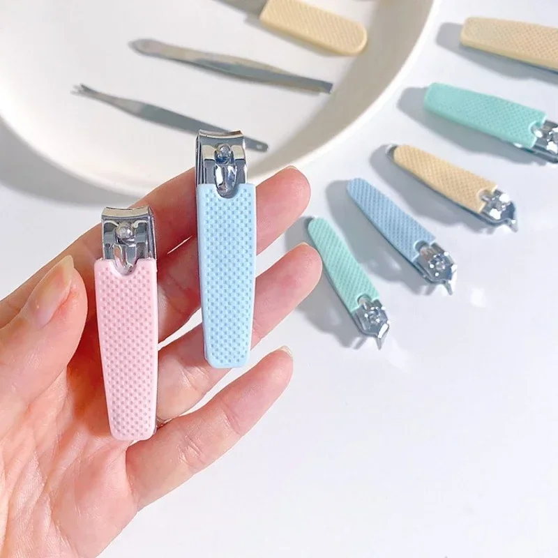 Nail Clipper Trimmer Silicone Sleeve Anti Drop Flat Diagonal Ins Style Student Portable Cute Baby Care