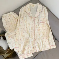 M-5XL Plus Size Pajama Set for Women Fall Winter Cute Plus Size Sleepwear Ladies Comfortable Loungewear Women's Home Clothes