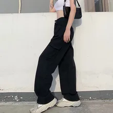

Women Y2K Baggy Jeans Wide Leg Loose Streetwear Low Waist Straight Denim Trousers Pockets High Street Casual Cargo Pants