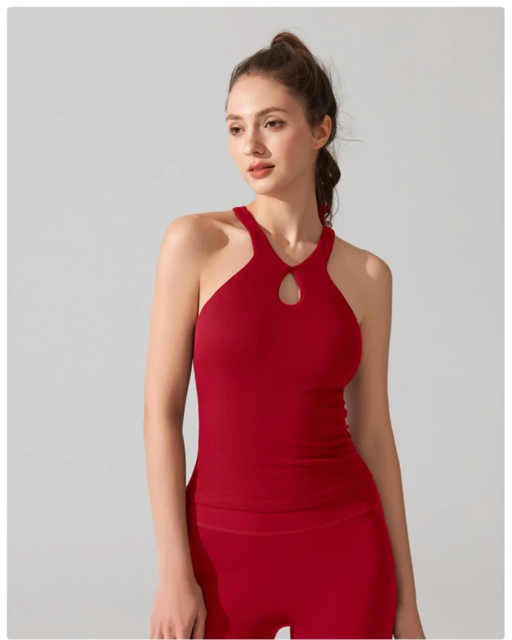 Gerippter Racerback-Sport-BH für Damen – stoßfeste Unterstützung für Yoga, Fitnessstudio und Laufen | Nahtloses Anti-Shock Fitness Top – Detail 11
