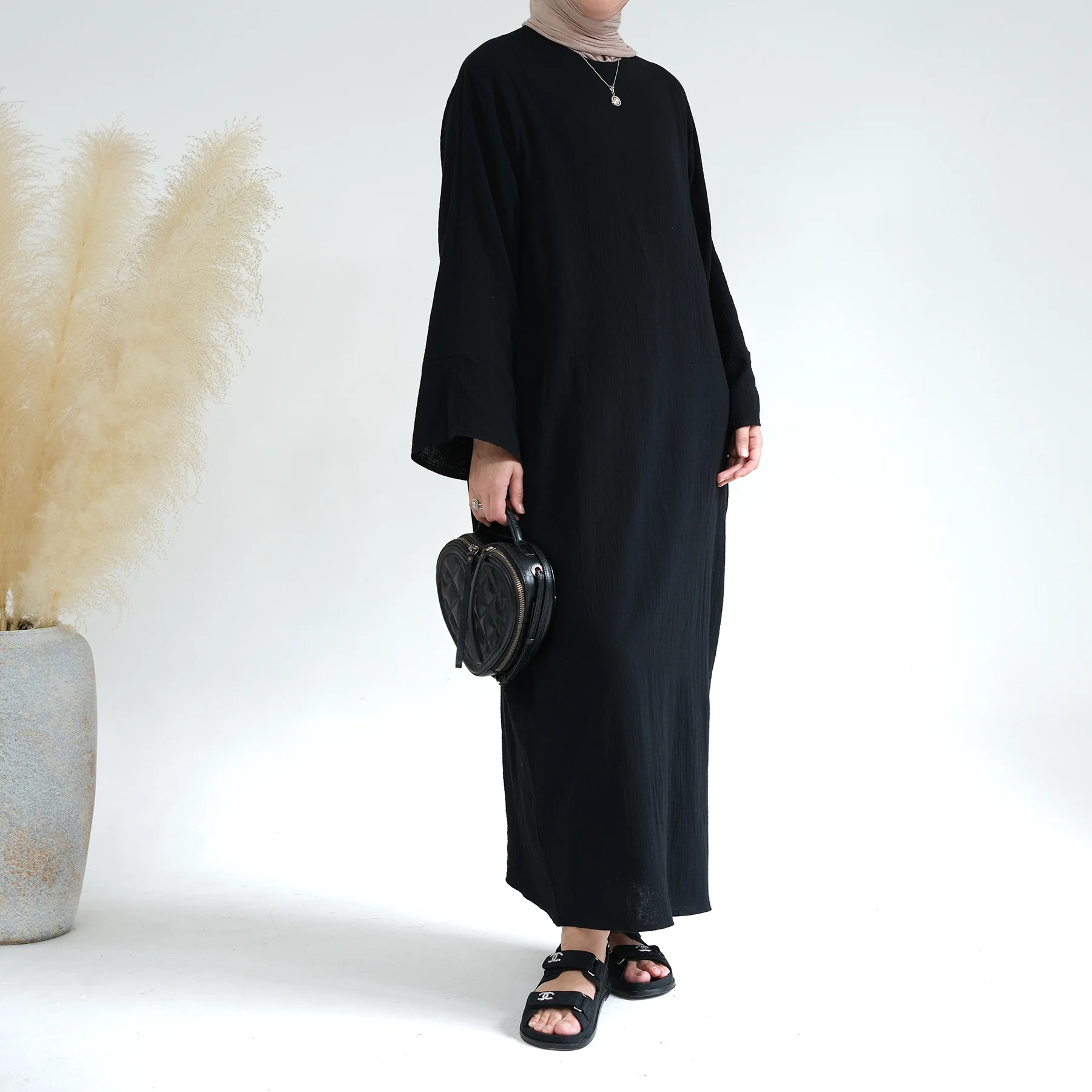 Autumn Abaya for Women Cotton Casual Islamic Long Dress Loose Hijab Robe Muslim Dubai Turkish Modest Kaftan Ramadan Eid