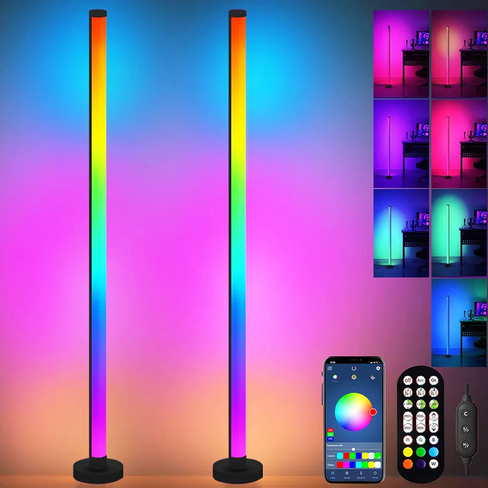 Lampada Da Terra RGB A LED 165 Cm, Controllabile Con App E Telecomando, 16 Milioni Di Colori, Con Musica E Timer 24h