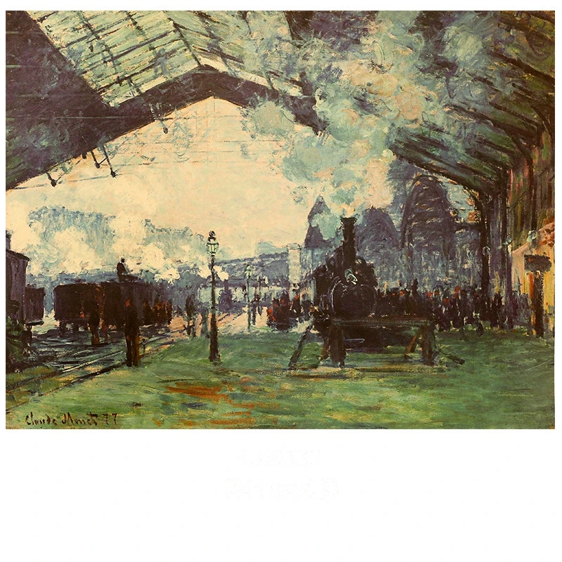 

Monet Railway Statio Poster Painting Kraft Paper DIY Poster Wall Picture for Living Room Home Decoration Living Room Decoration