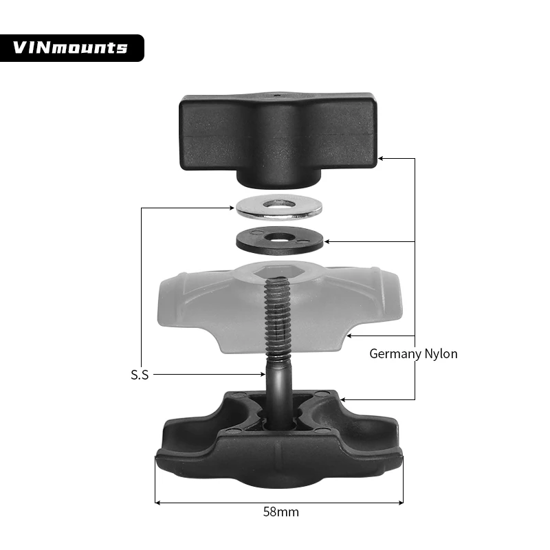 RAM Ʈ ȣȯǴ Garmin GPS Ʈ VINmounts 6cm  1ġ B   ª  VIN-B-6