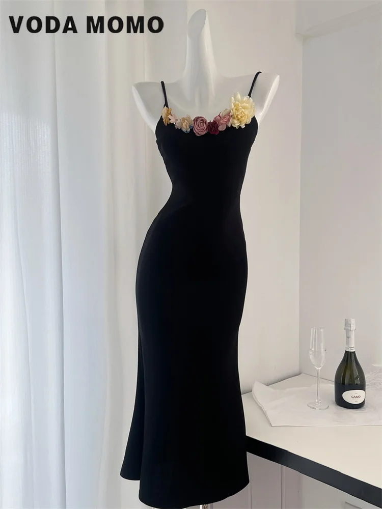 

Летнее женское официальное вечернее платье, модное ретро строгое платье мини во французском стиле на бретелях-спагетти с цветочным принтом, Цельный Наряд