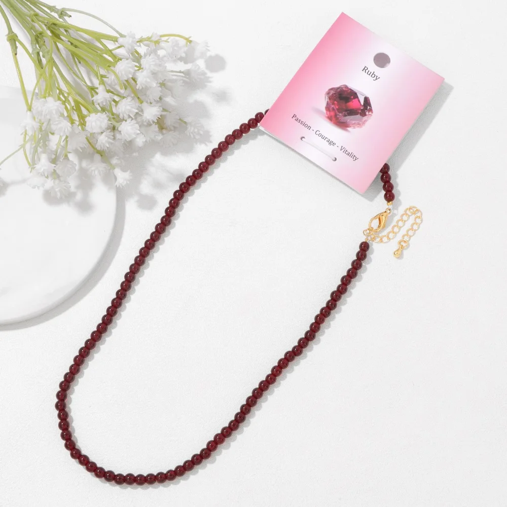Mode Natürliche Amethyst Halsketten Für Frauen Stein 4mm Perlen Halskette Minimalistischen Lila Quarz Choker Schmuck Weiblich Männlich Geschenk – Detail 20