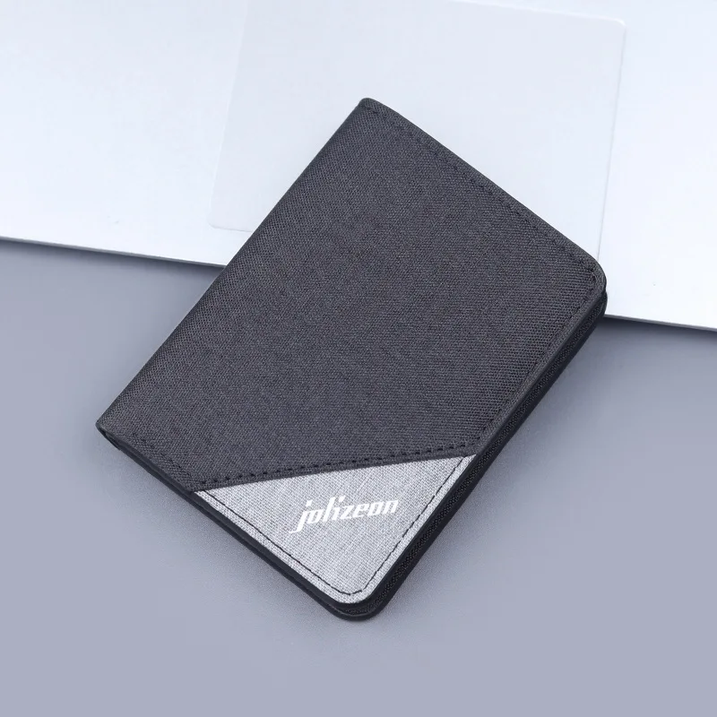 Simple Multi-layer Folding Card Case Canvas Credit Card ID Holder Retro Bifold Small Wallet Vertical Short Wallet for Men 3