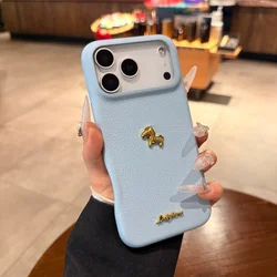 Golden Pony Luxury PU Leather Phone Case - New Year Edition for Honor 80 (Blue)