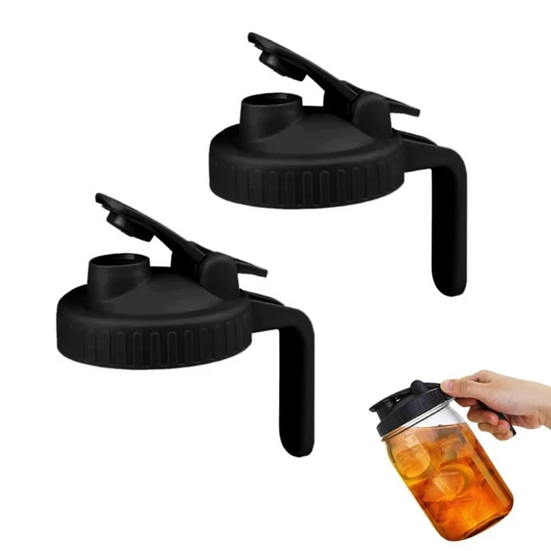 

2Pack Wide Mouth Flip Cap Mason Jar Lids For Mason Jars Airtight Flip Cap Design With Handle,Leak-Proof Seal Cover