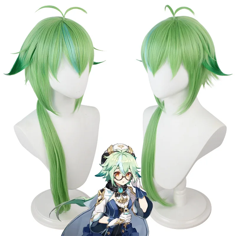 

Wig Sucrose Game Genshin Impact Green Cosplay Wig Mixed Green Ponytail Heat Resistant Synthetic Hair Role Cos Play Costume Women