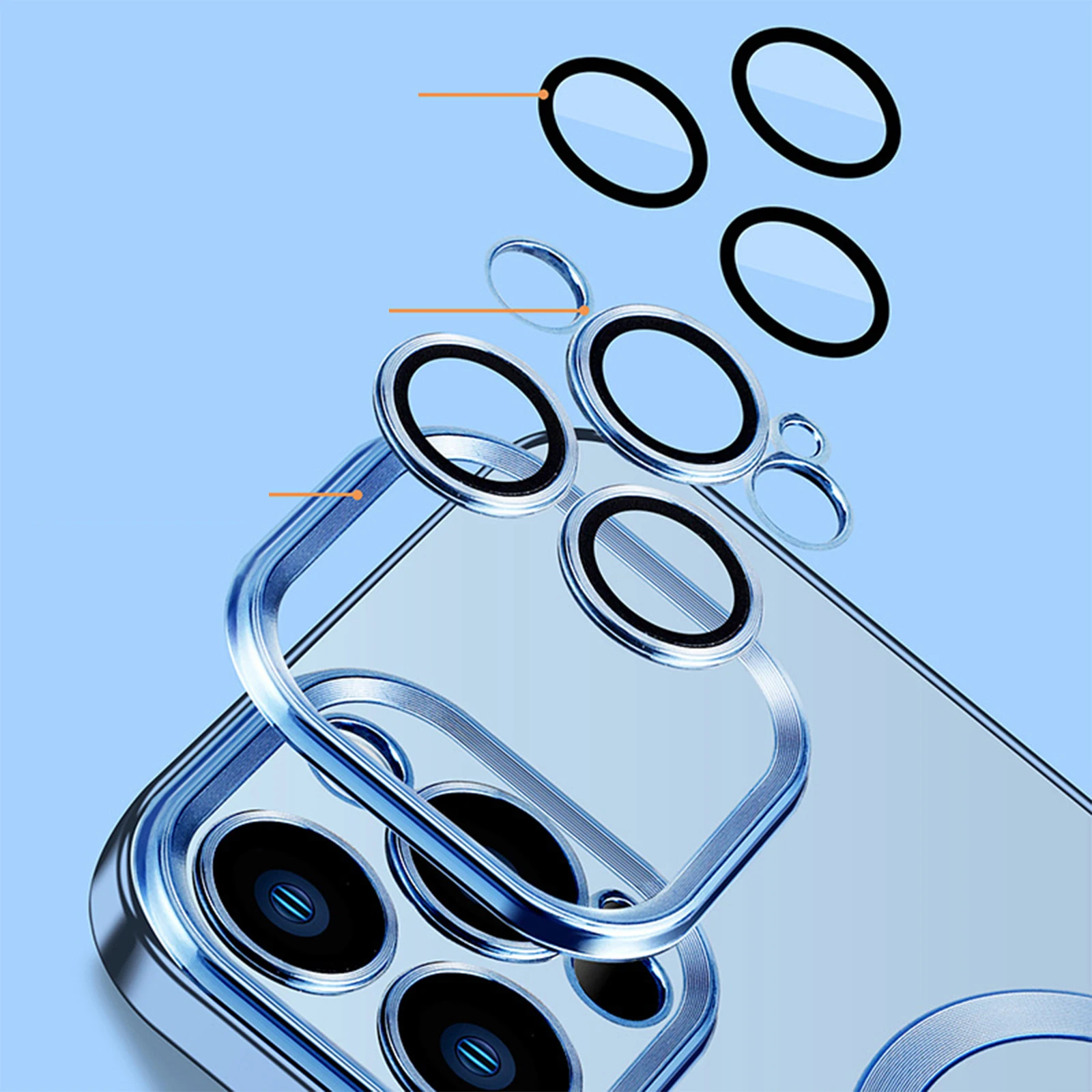 Magnetic Clear Case for iPhone 14 Pro Max Plus Slim Smartphone Case Soft TPU Phone Case with Lens Film Support Wireless Charging