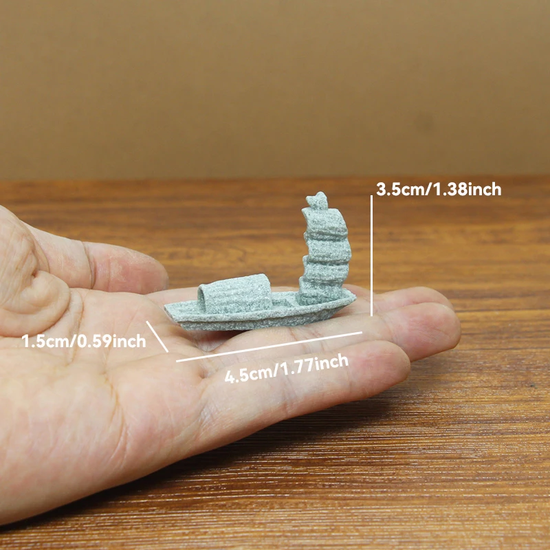 Miniature Stone Bridge with Boat for DIY Terrarium and Fairy Garden Decor