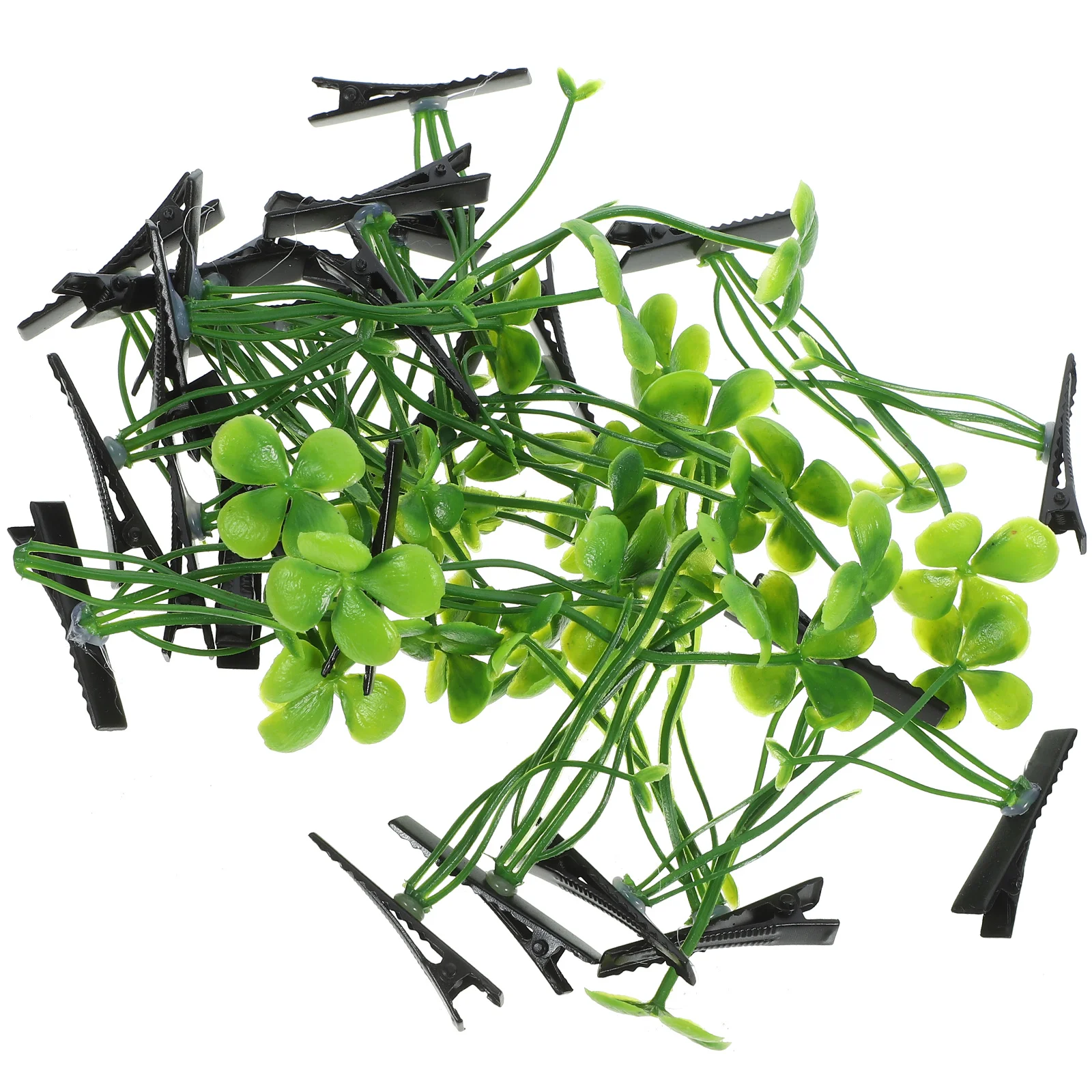 

30 Pcs Headgear Four Leaf Hairpin Girls Accessories Plastic Green Plant Clip