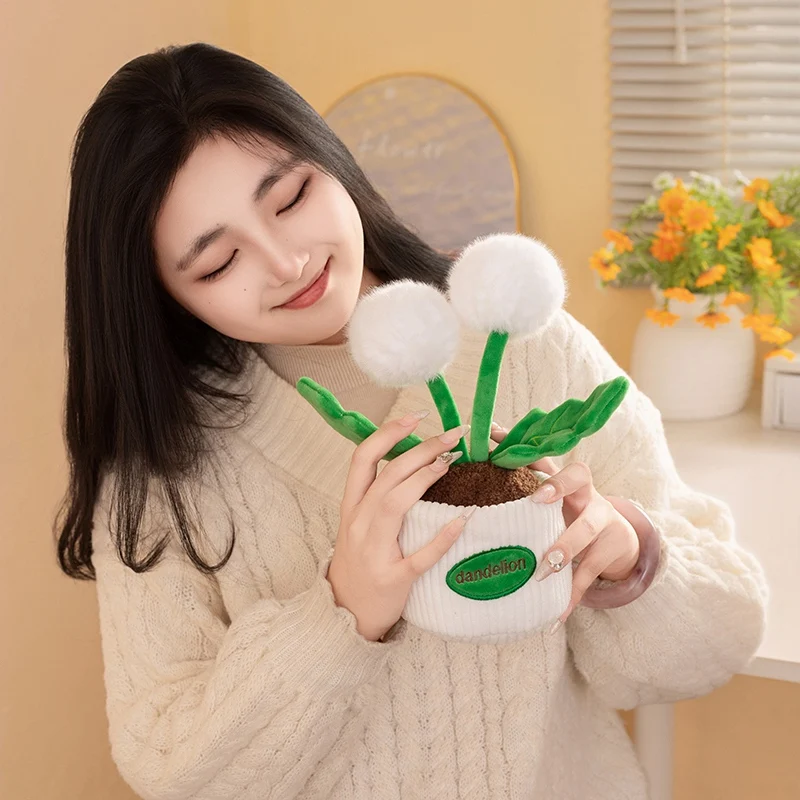30cm 인공 꽃 플러시 장난감 녹색 식물 민들레 부드러운 인형 소녀 소년 귀여운 크리스마스 선물 홈 데코