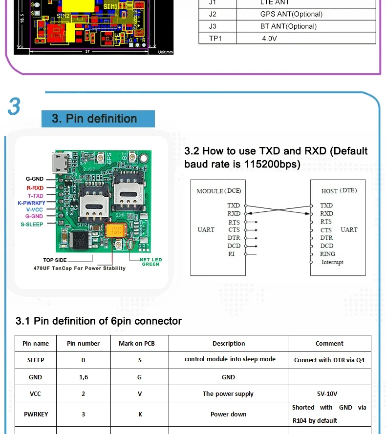 BK-7670 V1 Module SIMCOM A7670E LASE 4G Cat 1 with GSM GPS