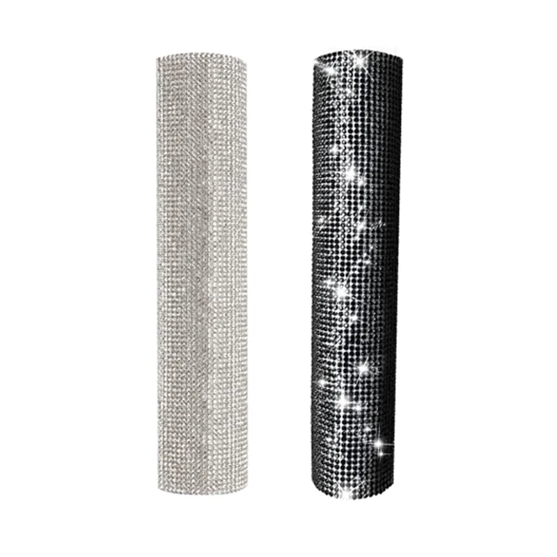 우수-2 PCS 마이크 핸들 커버 대부분의 무선 마이크를위한 파티 및 TV 쇼를위한 반짝 이는 블링 라인 석 마이크 핸들 슬리브