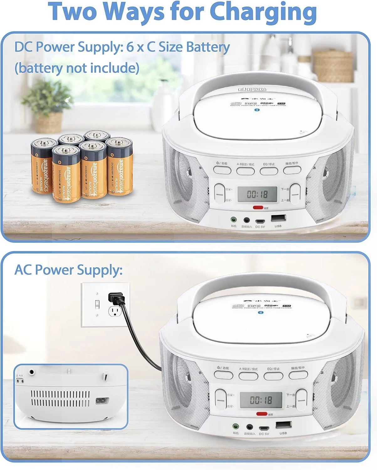 ポータブルMDプレーヤーとiPodセットラジカセ ポータブルCDプレーヤー,ラジカセ,FMラジオ,AUX, USB再生