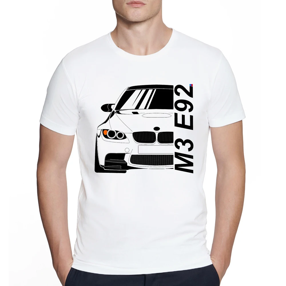 

Sports car Lovers Summer Men Short Sleeve New Fashion O-Neck Active e92 m3 Print white T Shirt Hip Hop Short Sleeve T Shirts