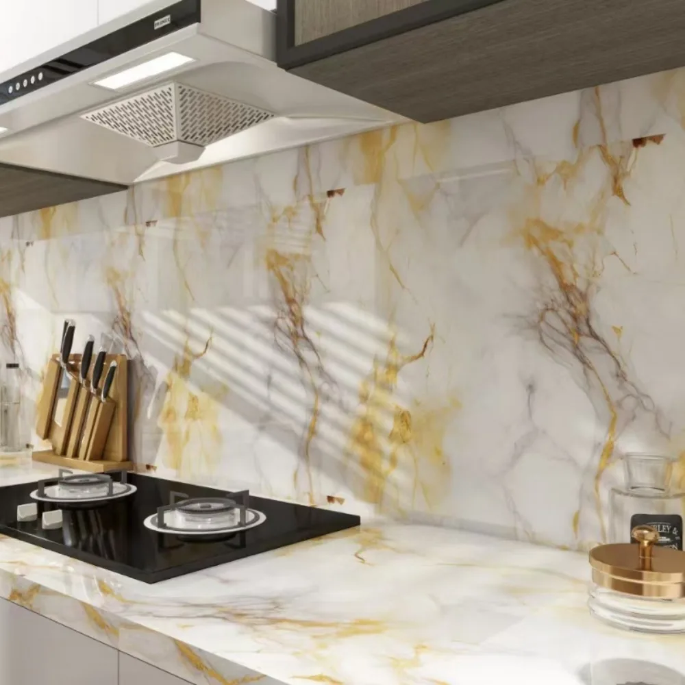 New 40cm Wall Stickers Marble Oil Proof PVC Wallpaper Removable Self Adhesive Contact Paper Bathroom Kitchen
