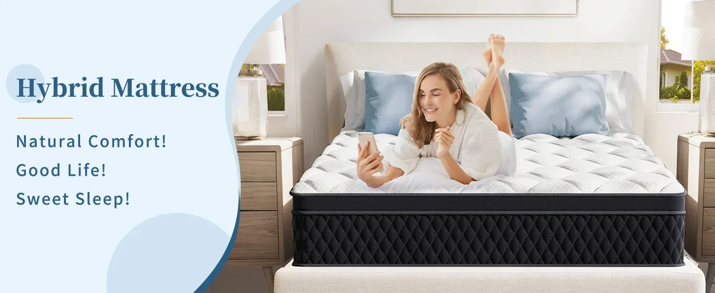 12-Inch Memory Foam Hybrid Mattress – Queen Size, Relieving Comfort