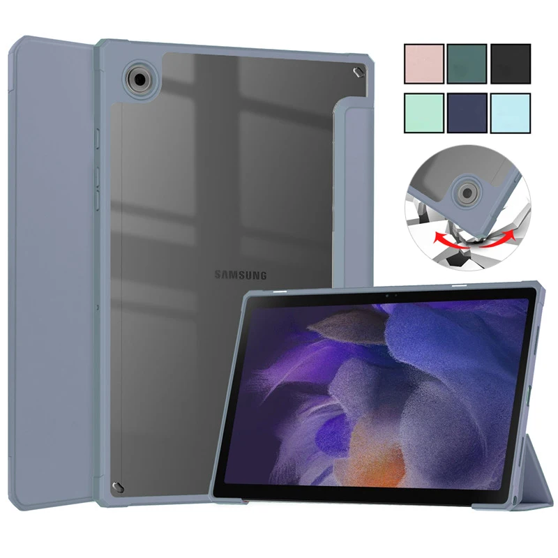 

Tablet For Samsung Tab A8 2021 Case Fold Leather Acrylic Hard Back Shockproof Case For Galaxy Tab A8 2021 10.5 X200 X205 Funda