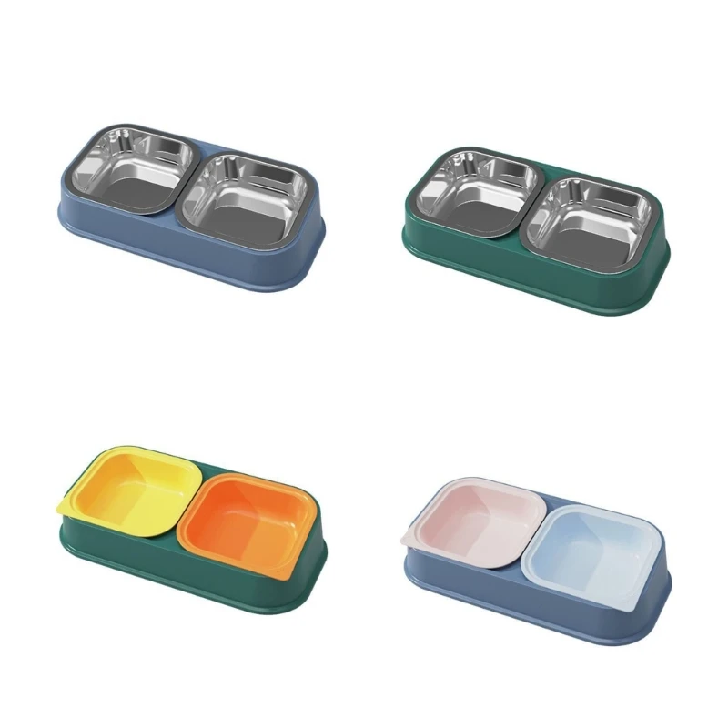 

Dogs Bowl Cat Food Bowls 2-in-1 Pet Food Feeder with Water Tableware