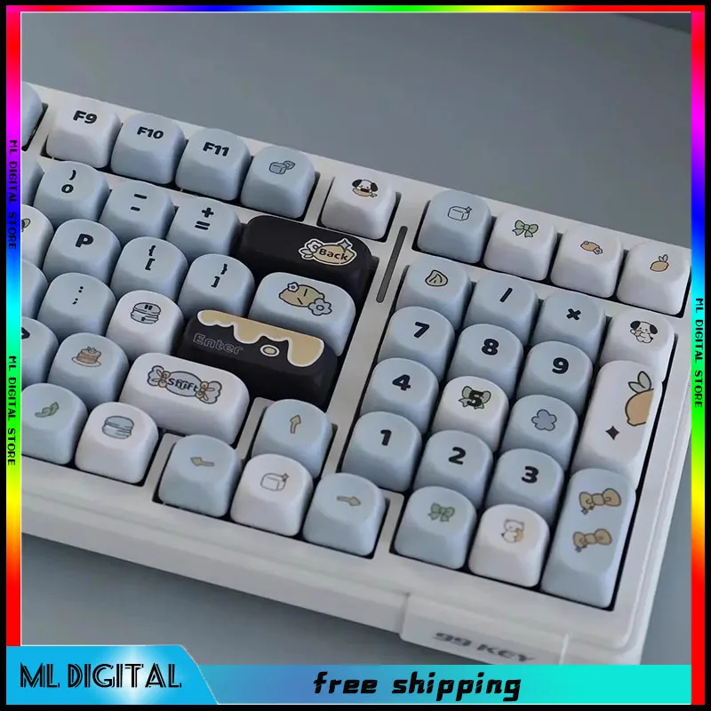 

136 Keys Moa Hey Dog Theme Keycap Set Pbt Thermal Sublimation Personalized Mechanical Gaming Cartoon Anime Keyboard Keycap