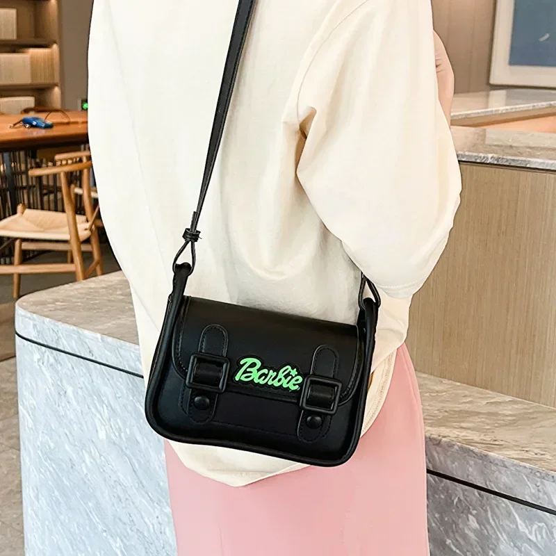 Barbie Women's Shoulder Bag Fashion Retro Temperament Crossbody Bag Portable Cell Phone Lipstick Storage Simple Small Square Bag