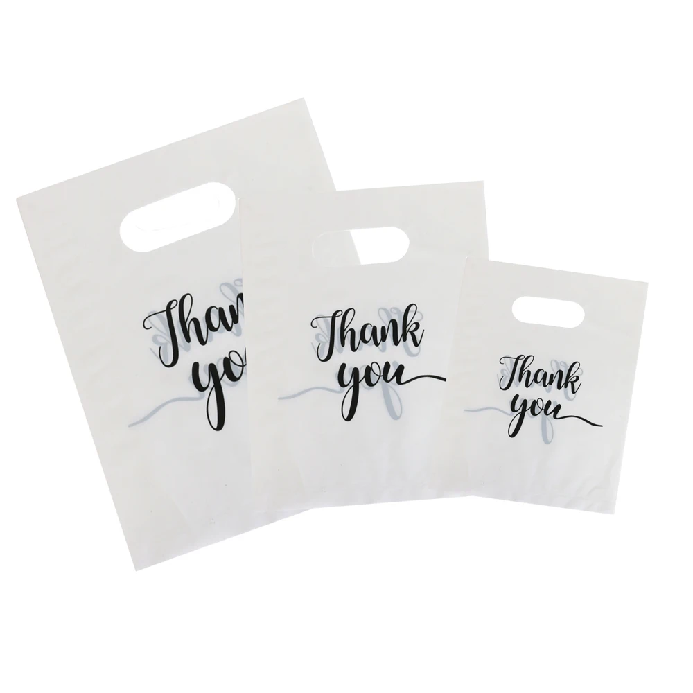 10/50/100 Stück Dankeschön-Geschenktüten aus Kunststoff für kleine Unternehmen, Geschenkpapier, Kunststoff-Shop-Taschen, Hochzeit, Geburtstag, Süßigkeiten, Verpackung, Leckerli-Beutel – Detail 5